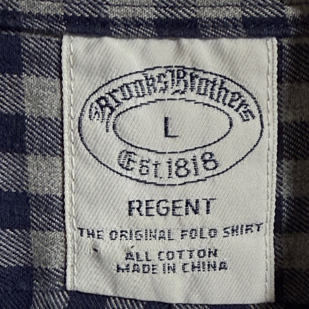 Brooks Brothers Men Large Navy/Gray Square Single Pocket Button Down Shirt Soft - Picture 7 of 11